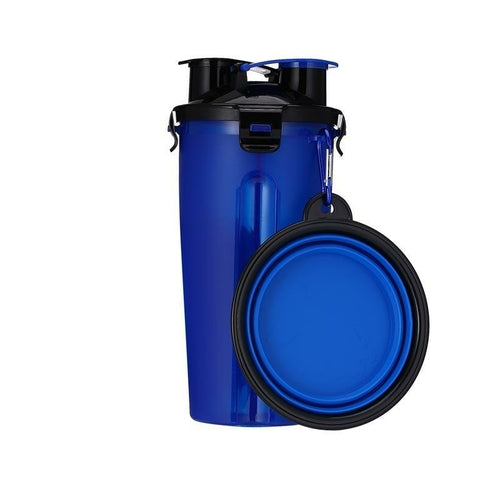 Blue 2 in 1 dog drinking bottle