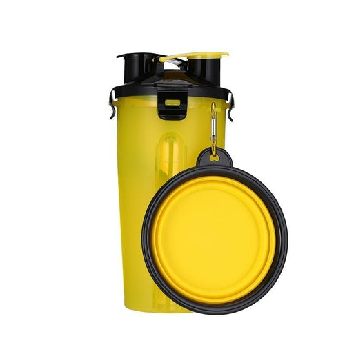 Yellow 2 in 1 dog drinking bottle