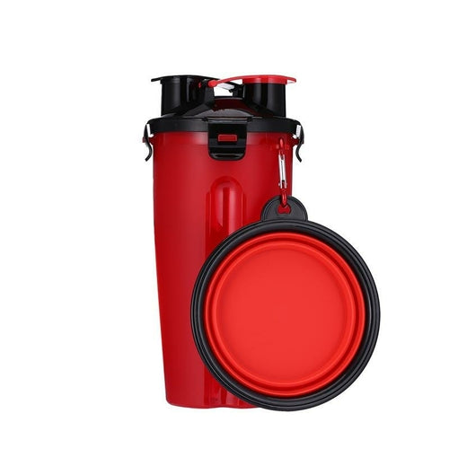 Red 2 in 1 dog drinking bottle